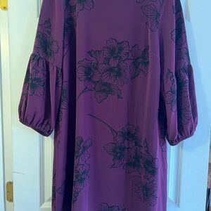 Ann Taylor Purple Floral Long Sleeve Dress